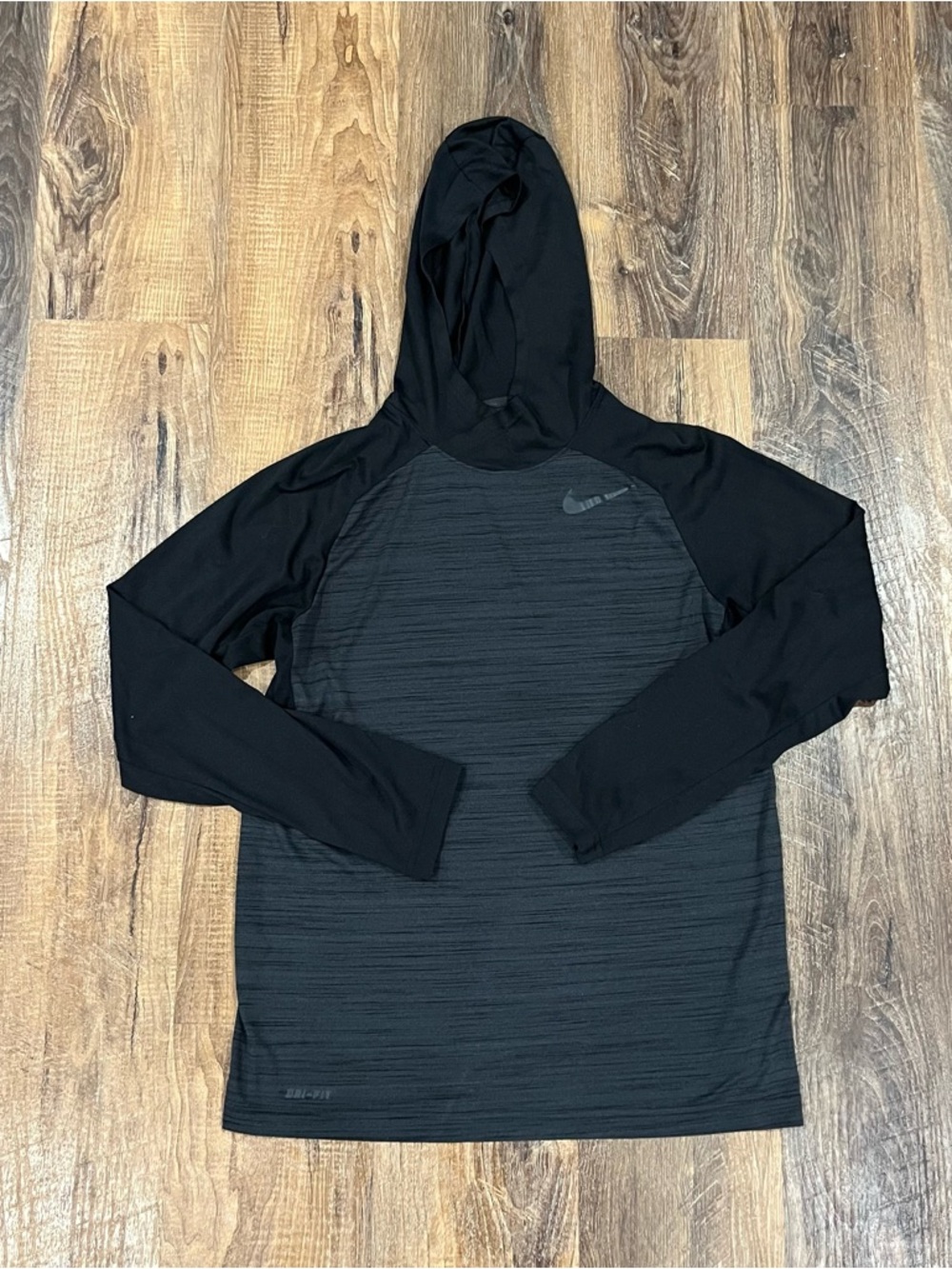 Nike Dri-FIT Mens Training Hoodie Black Grey Heathered 696063-014 Size M